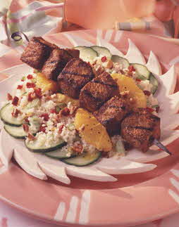 GRILLED PORK, COUSCOUS AND DRIED CHERRY SALAD