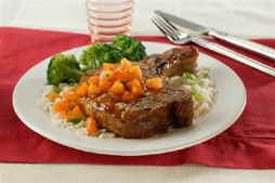 APRICOT-GLAZED PORK LOIN CHOPS APRICOT-GLAZED PORK LOIN CHOPS