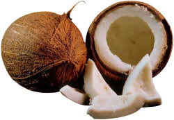 Coconut, whole and opened