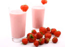 Strawberry Shake with soymilk, fresh strawberries & vanilla