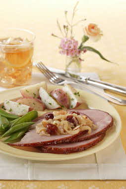 Glazed Ham with Dried Cherry Caramelized Onions