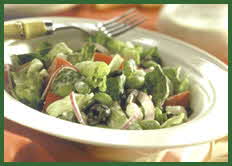 GREEK SALAD WITH TANGY LEMON TOFU DRESSING