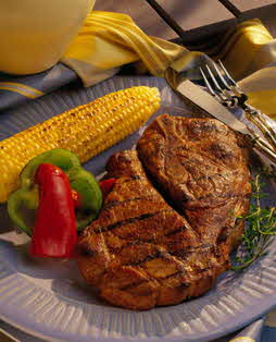 GRILLED HONEY-SOY PORK STEAKS