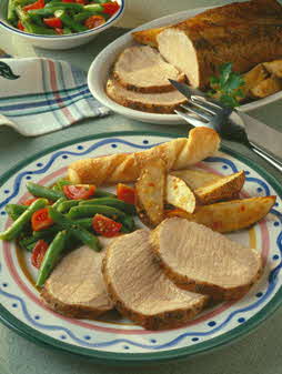 ITALIAN PORK ROAST WITH ROASTED POTATO WEDGES