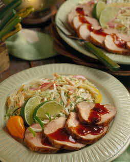 SMOKE & FIRE PORK TENDERLOIN WITH SWEET ONION SLAW