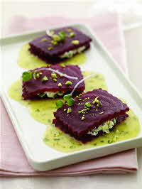 Goat Cheese Beet “ravioli”