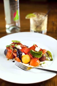 Grilled Watermelon, Tomato And Goat Cheese Salad