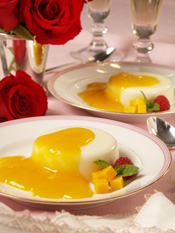 panna cotta, mango sauce