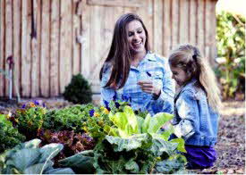 Mother and Daughter in Garden